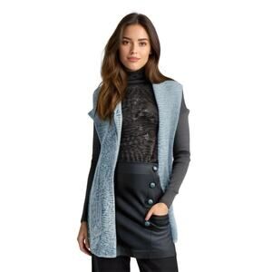 CAbi Love Carol Napa #3165 Blue Knit Duster Vest Womens XXS